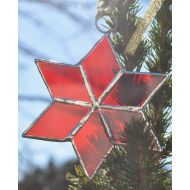 DianasStainedGlass star ornament (red) christmas