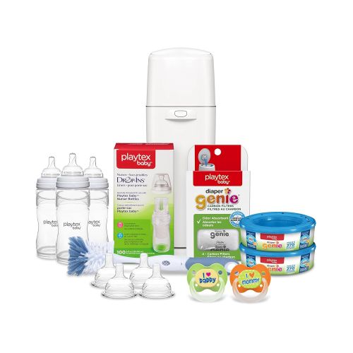  [아마존베스트]Playtex Baby Diaper Genie Gift Set, Includes Diaper Genie Diaper Pail and Accessories and Playtex Baby Feeding Supplies - Great for Baby Registry