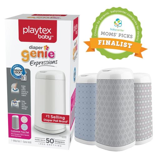  Playtex Diaper Genie Expressions Diaper Pail Fabric Sleeve, Pink Starburst