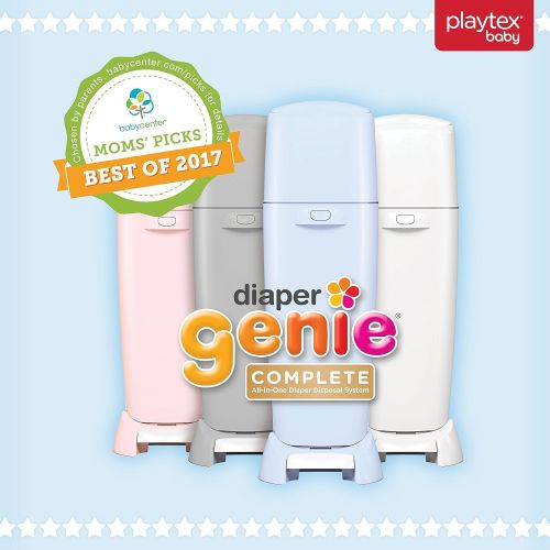  Playtex Diaper Genie Complete Diaper Pail, Fully Assembled, with Odor Lock Technology, Includes 1 Pail & 1 Refill, White