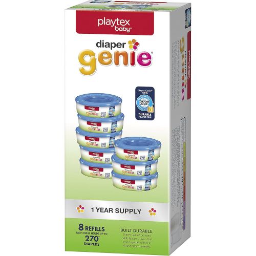  Playtex Diaper Genie Refill Bags, Ideal for Diaper Genie Diaper Pails, Registry Gift Set, Pack of 8, 2160 Count