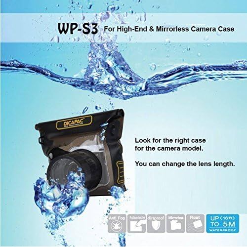  [아마존베스트]DiCAPac WP-S3 waterproof Case for Hybrid mirrorless and DSLM cameras with interchangeable lenses like SONY NEX etc.