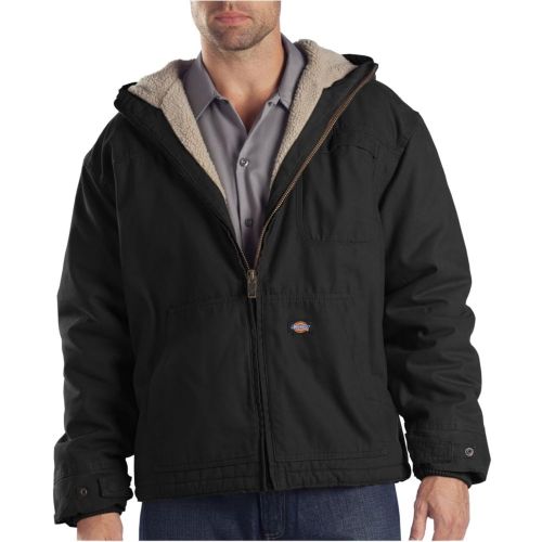  Dickies Mens Big-Tall Sanded Sherpa Lined Hooded Jacket, Black, 3X