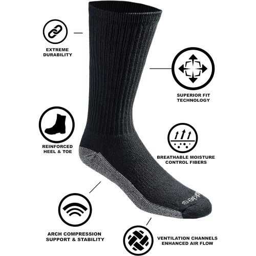  Dickies Mens Dri-tech Moisture Control Crew Socks Multipack