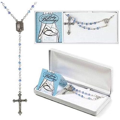  [아마존베스트]Dicksons Blue Boy Baby Blessings Silver Plated 4mm Bead First Rosary