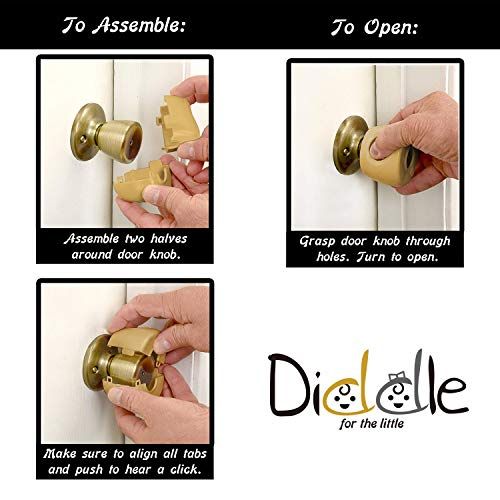  [아마존베스트]Gold - Door knob Baby Safety Cover - 5 Pack - 4 Colors Available - Deter Little Kids from Opening Doors with A Child Proof Door Handle Lock - Diddle