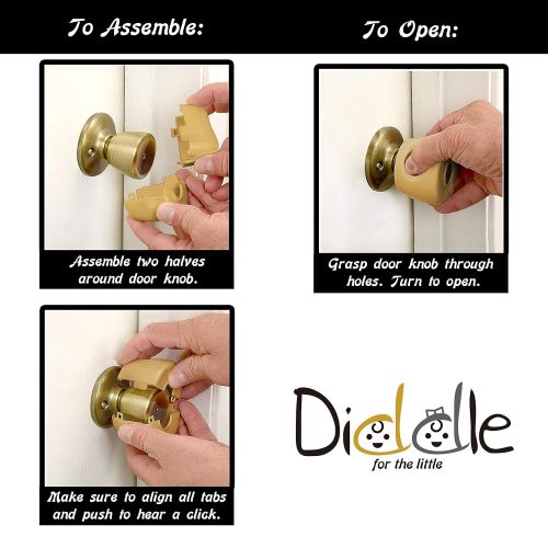  [아마존베스트]Gold - Door knob Baby Safety Cover - 5 Pack - 4 Colors Available - Deter Little Kids from Opening Doors with A Child Proof Door Handle Lock - Diddle