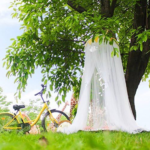  [아마존베스트]Didihou Mosquito Net Bed Canopy Yarn Play Tent Bedding for Kids Playing Reading with Children Round Lace Dome Netting Curtains Baby Boys and Girls Games House (White)