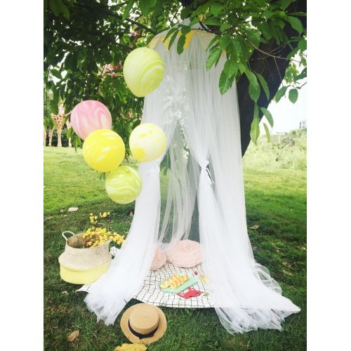  [아마존베스트]Didihou Mosquito Net Bed Canopy Yarn Play Tent Bedding for Kids Playing Reading with Children Round Lace Dome Netting Curtains Baby Boys and Girls Games House (White)