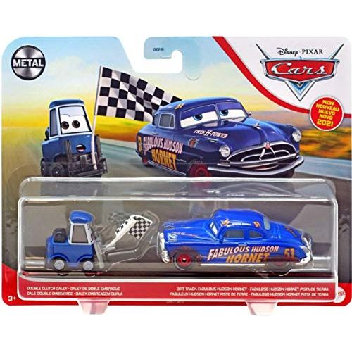  DieCast Pixar Cars Double Clutch Daley and Dirt Track Fabulous Hudson Hornet Metal Series Double Pack (1:55 Scale)