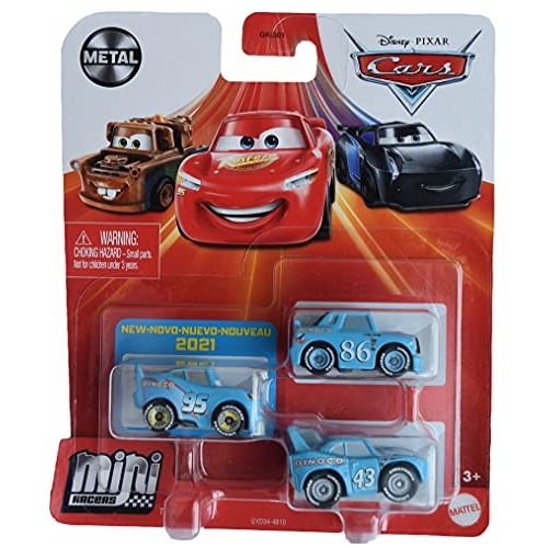  DieCast Disney Pixar Cars 3 Pack Mini Racers, Dinoco Series