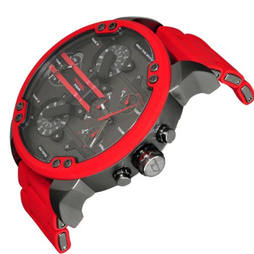  Diesel Mens DZ7370 Mr. Daddy 2.0 Chronograph 4 Time Zones Red Stainless steel and Silicone Watch by Diesel