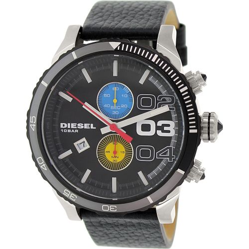  Diesel Mens Double Down DZ4331 Black Leather Quartz Fashion Watch by Diesel