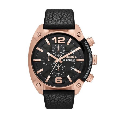  Diesel Mens DZ4297 Overflow Black Leather Strap Watch by Diesel