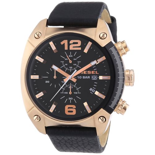  Diesel Mens DZ4297 Overflow Black Leather Strap Watch by Diesel