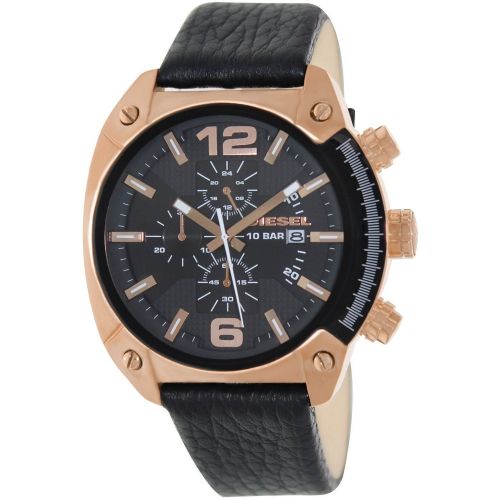  Diesel Mens DZ4297 Overflow Black Leather Strap Watch by Diesel