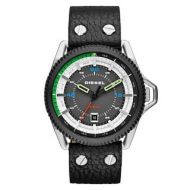 Diesel Mens Rollcage Grey and Black Leather Quartz Watch by Diesel