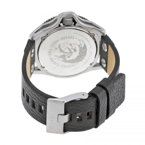  Diesel Mens Rollcage Grey and Black Leather Quartz Watch by Diesel