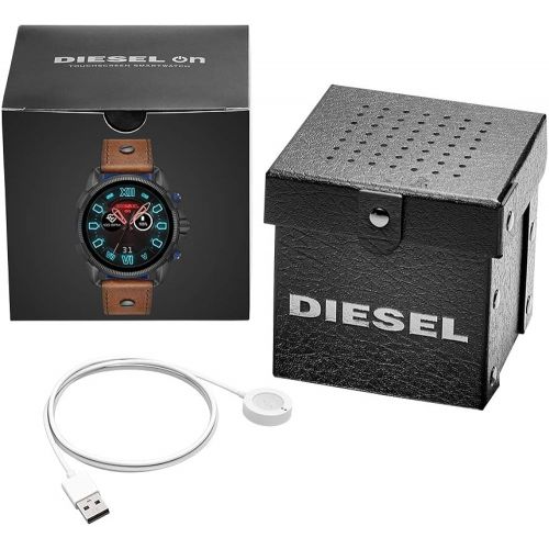  Diesel Mens Smartwatch Quartz Stainless Steel and Leather Smart Watch, Color:Black (Model: DZT2010)