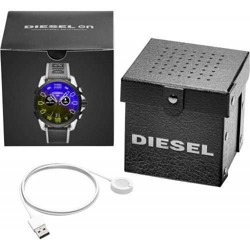  Diesel Mens Smartwatch Quartz Stainless Steel and Leather Smart Watch, Color:Black (Model: DZT2010)