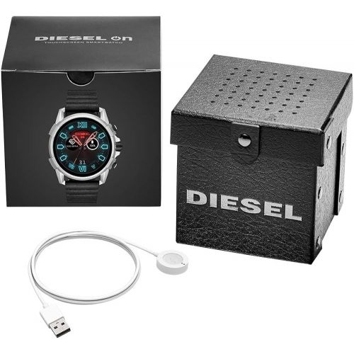  Diesel Mens Smartwatch Quartz Stainless Steel and Leather Smart Watch, Color:Black (Model: DZT2008)