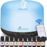 Diffuserlove Essential Oil Diffuser 500ML Aromatherapy Diffuser Mist Humidifiers 7 Color LED Lights Diffusers for Home Office Bedroom (Size:6.7