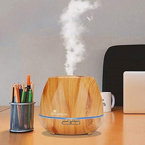  [아마존베스트]Diffuserlove 550 ml Aroma Diffuser Ultrasonic Humidifier Carry Cool Mist Humidifier with 7 Colours LED and Auto Shut-Off Function, Perfect for Spa, Massage, Yoga
