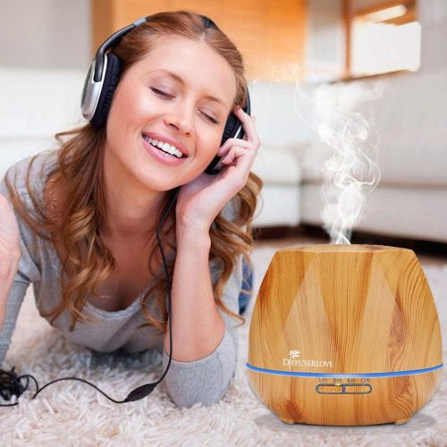  [아마존베스트]Diffuserlove 550 ml Aroma Diffuser Ultrasonic Humidifier Carry Cool Mist Humidifier with 7 Colours LED and Auto Shut-Off Function, Perfect for Spa, Massage, Yoga