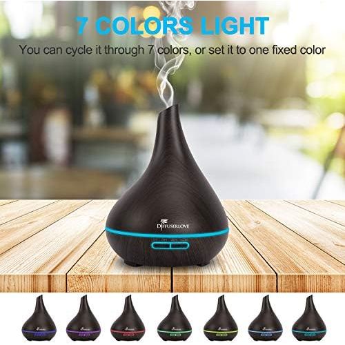  [아마존베스트]Diffuserlove 500 ml Diffuser Aroma Diffuser Ultrasonic Humidifier Carry Cool Mist Humidifier with 7 Colours LED and Auto Shut-Off Function Perfect for Office Home