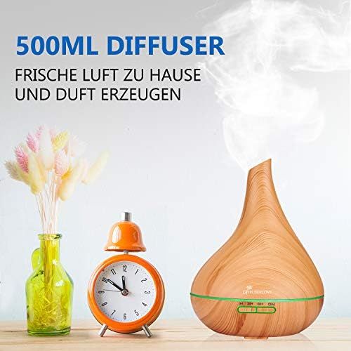  Diffuserlove Diffuser 500 ml Essential Oil Diffuser with Adjustable Mist Mode Waterless Automatic Shut Off Colour Changing Setting Diffusers for Office, Home, Bedroom, Yoga, Spa