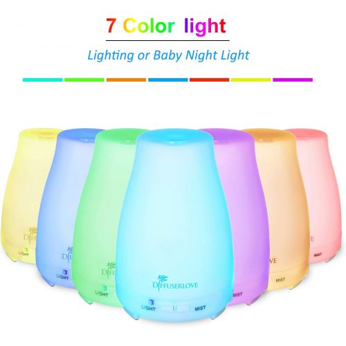  Diffuserlove Essential Oil Diffuser 2 Pieces Ultrasonic Cool Mist Humidifier Aroma Diffuser with 7 Colour LEDs