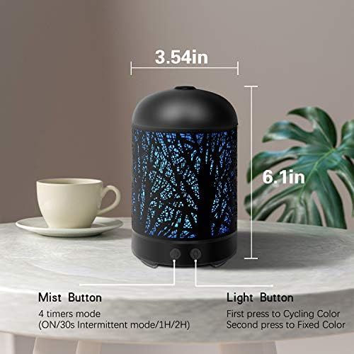  Diffuserlove Aroma Diffuser Metal Diffuser for Essential Oils 100 ml Ultrasonic Cool Mist Humidifier