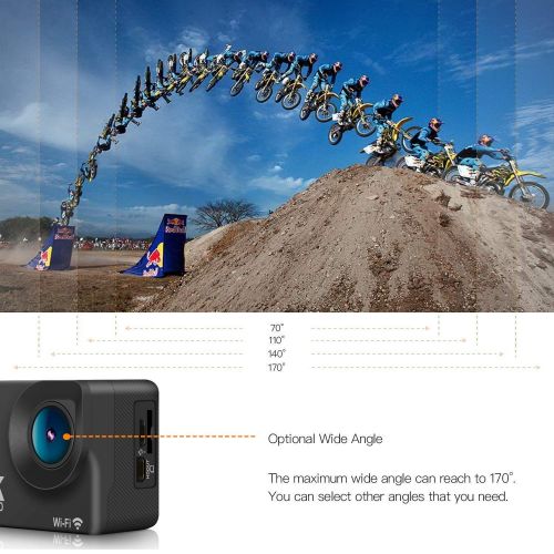  Difini. Difini Action Camera, 4K WiFi Ultra HD Waterproof Sport Camera with 2.0 Inch Touch System Display DV Camcorder, 12MP 170 Degree Wide Angle 30m Underwater Cam with Mounting Accessor