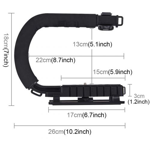  Dig dog bone UC Shape Portable Handheld DV Bracket Stabilizer+LED Studio Light Kit with Cold Shoe Tripod Head for All SLR Cameras and Home DV Camera