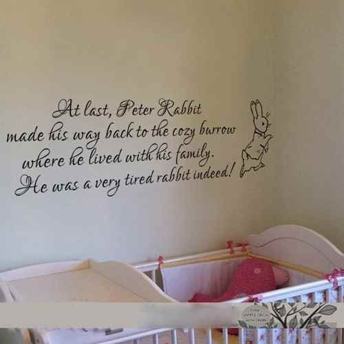  Diggoo Baby Nursery Wall Decal Peter Rabbit Wall Sticker Vinyl Lettering Wall Art Quote(Dark brown,m)