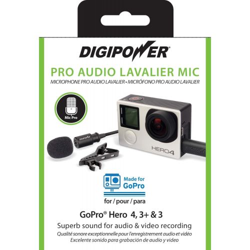  DigiPower Pro Audio Wired Lavalier Microphone for GoPro HERO7 Black, HERO6 Black, HERO5 Black, Hero, HERO4 Black, HERO4 Silver, HERO3+ & HERO3 Action Cameras