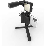 [아마존베스트]DigiPower 4-teiliges Vlogging Set mit Kameragriff, LED-Videolicht, universellem Mikrofon und Mini-Stativ, kompatibel mit Smartphones, DPS-VLG4