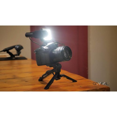  [아마존베스트]DigiPower Like ME Vlogging Kit Compatible with Smartphones and Cameras with Microphone, 36 LED Lights and Tripod