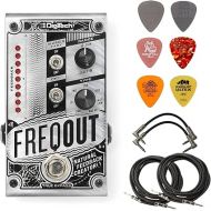 Digitech FREQOUT Natural Feedback Creator Pedal Bundle with 2 Patch Cables, 2 Instrument Cables, and 6 Assorted Dunlop Picks