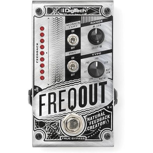  Digitech FREQOUT Natural Feedback Creator Pedal Bundle with 2 Patch Cables, 2 Instrument Cables, and 6 Assorted Dunlop Picks