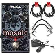 Digitech Mosaic Polyphonic 12 String Guitar Effect Pedal for Electric and Acoustic electric Guitars with ac power adapter 2 Path Cables for guitars and 2 instrument cable