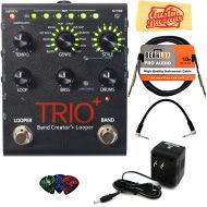 DigiTech TRIO+ Band Creator + Looper Pedal Bundle with Power Supply, Instrument Cable, Patch Cable, Picks, and Austin Bazaar Polishing Cloth