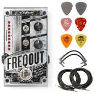 DigiTech Digitech FREQOUT Natural Feedback Creator Pedal Bundle with 2 Patch Cables, 2 Instrument Cables, and 6 Assorted Dunlop Picks