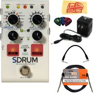 DigiTech SDRUM Strummable Drums Pedal Bundle with Power Supply, Instrument Cable, Patch Cable, Picks, and Austin Bazaar Polishing Cloth