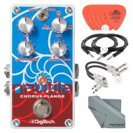 DigiTech Nautila Stereo Chorus and Flanger Pedal with Guitar Picks and Assorted Cables Deluxe Bundle