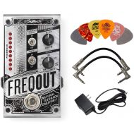 DigiTech Digitech FREQOUT Natural Feedback Creator Pedal Bundle with 9V Power Supply, 2 Patch Cables and 6 Assorted Dunlop Picks