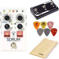Digitech SDRUM Strummable Drums Pedal Bundle with FS3X Footswitch, Polishing Cloth, and 6 Dunlop Picks