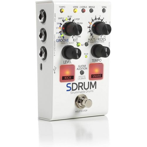  Digitech SDRUM Strummable Drums Pedal Bundle with FS3X Footswitch, Polishing Cloth, and 6 Dunlop Picks