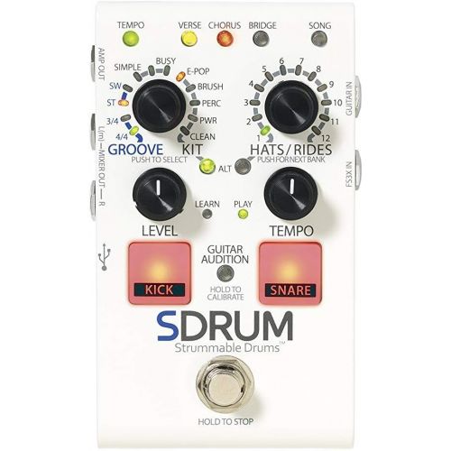  DigiTech SDRUM Strummable Drums Effects Pedal Bundle with 2 Patch Cables and 6 Dunlop Picks