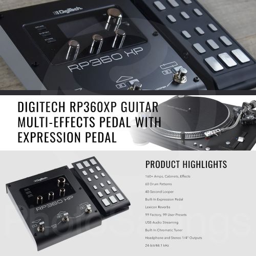  DigiTech RP360XP Guitar Multi-Effects Pedal with Samson Headphones and Accessory Bundle